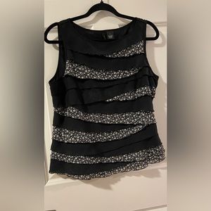 Pretty black and white sleeveless tiered top